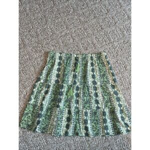 J Jill Skirt Womens Petite Small Green Floral Rayon Flare Elastic Waist Boho